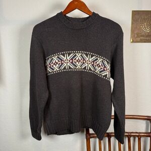Vintage GAP Brown Shaker‎ Knit Fair Isle Cotton Crewneck Sweater 117355-00-1 S